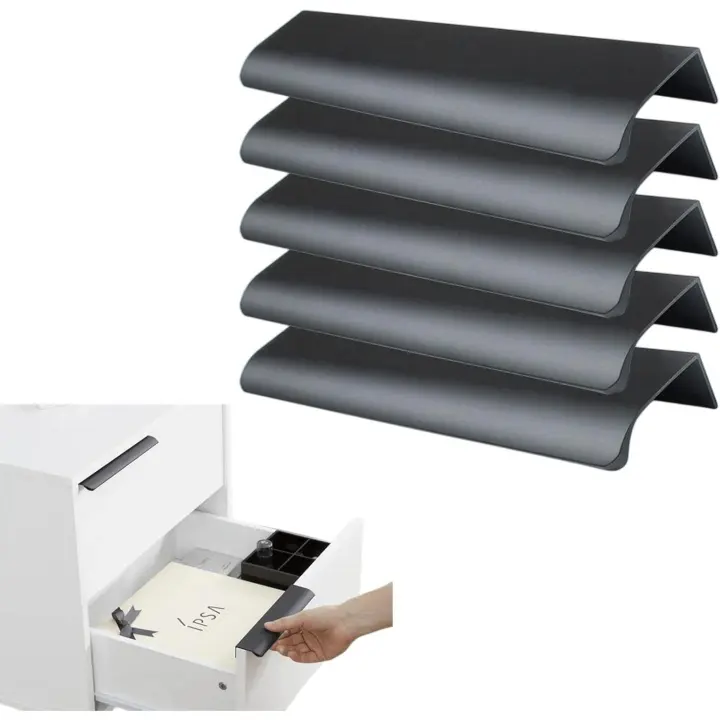Tiradores de caja negros, manijas de mueble de estilo moderno para el hogar cocina puerta mueble alación de aluminio (5 piezas L:120mm) - 1