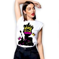Moda Noc The Brand - Camiseta Queen Blanca de Algodón y Elastano - details 1