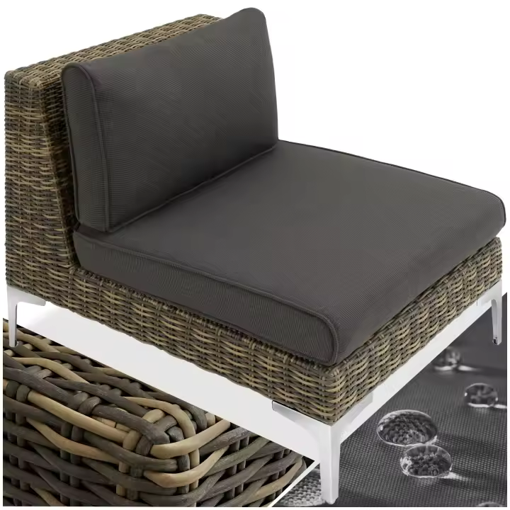 Tectake - Piezas modulares para conjunto de ratán Villanova, Esquina izquierda, derecha, modulo central o sillón, Pies que se atornillan, Trenzado de poliratán resistente la intemperie, Estructura resistente de aluminio ligero e inoxidable - 1