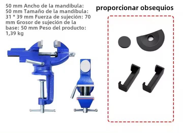 vice De Mesa Mini De Alta Resistencia Con Base Giratoria De 360 Grados Y Anclaje En Superficie De Hierro Fundido vice Con Anvil Para Tareas Mécanicas Y Carpintería - 1