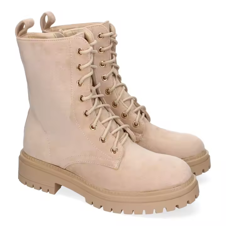 PuntoSalao Botas estilo militar para mujer color beige L1003 - 1