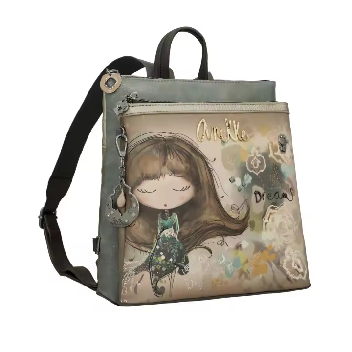 Mochila doble Anekke Real - Tamaño mediano - Dos compartimentos independientes con cierre de cremallera - Bolsillo trasero - Asas regulables - Ref. 41705-233 - Mide 29 x 27 x 11 cm - 1