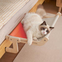 Cama Colgante Para Gato De Alta Calidad En Madera Hamaca Para Ventana Fácil De Lavarse Almohadilla De Tela De Algodón Para Gato Joven - details 13