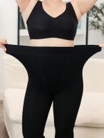 Leggings Oversize Para Mujer 220g Negro Doble Cara Crotch Pantimedias Gruesas Terciopelo Calor Pantimedias Estándar - details 3