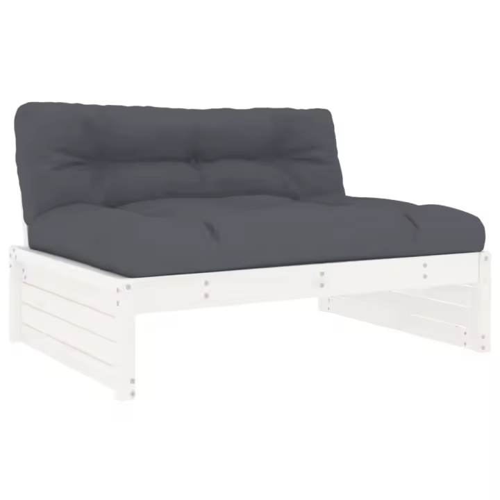 vidaXL Sofá central madera maciza de pino 120x80 cm Pino natural, Pino blanco, Pino gris Conjunto Terraza Muebles Jardín Exterior Juego de Muebles de jardín Mueble Jardín Exterior Muebles de Salon Exterior - 1