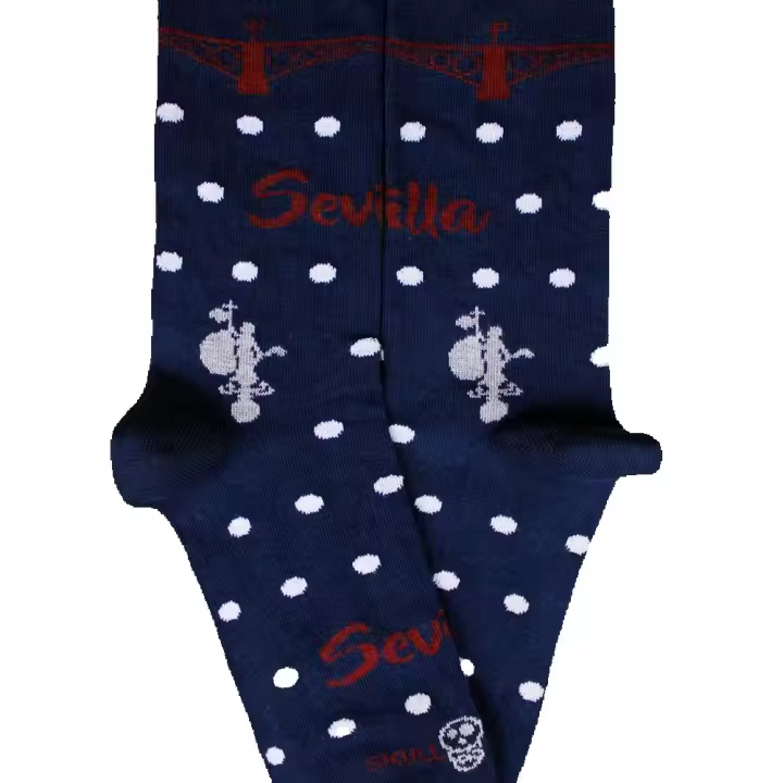 Calcetín Hombre Divertido Skull Socks Sevilla Azul Algodón Unisex Ropa Textil Varias Tallas - 1