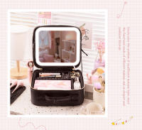 Bolso De Maquillaje Para Viaje Con Espejo Grande Iluminado Organizador De Cosméticos Profesional Impermeable Y Partitionable - details 13