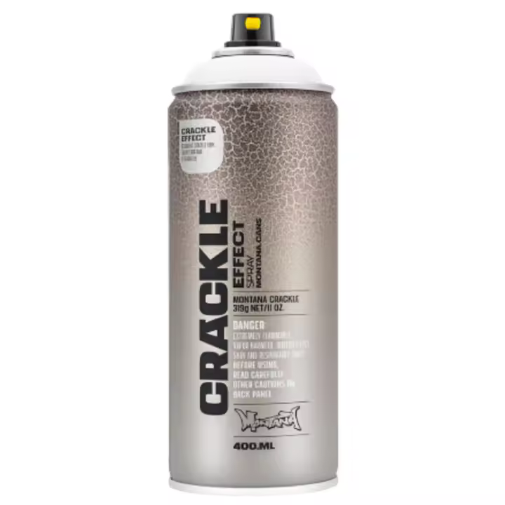 Montana Cans Efecto Craquelado Color Blanco 400ml - efecto agrietado, acabado mate, presión media, compatible con otros colores, requiere imprimación y color base, para cualquier superficie - 1