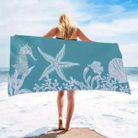 Toalla De Playa Antisandía Azul Estrellada Con Ondas De Verano Tela Microfibra Secado Rápido Láminas De Color Para Baño - details 2