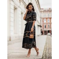 Vestido Casual De Mujer Otoño Estampado Fashionable Cuello Erguido Talla S-XXL Cintura Elástica Micro Manga Corta Suéter Slimming - details 4