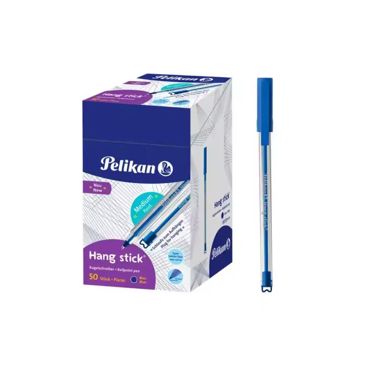 Boligrafo Pelikan modelo Hang Stick - Ideal para uso escolar y de oficina - Punta de 1.0 mm - Diseño ergonómico triangular que facilita el agarre y tinta fluida lo que permite una escritura cómoda y rápida - Disponible en: azul, negro, rojo y verde - 1