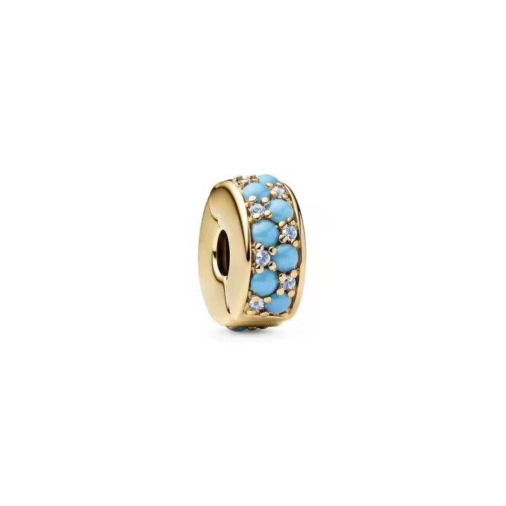 763902C01 - Charm de Clip Azul Agua con Cristales y Baño de Oro de 14k – Pandora Moments 763902C01 PANDORA Raíz Novedades Joyas de Plata Joyas Pandora MUJER inicio Clips Pandora Mujer Pandora original - 1