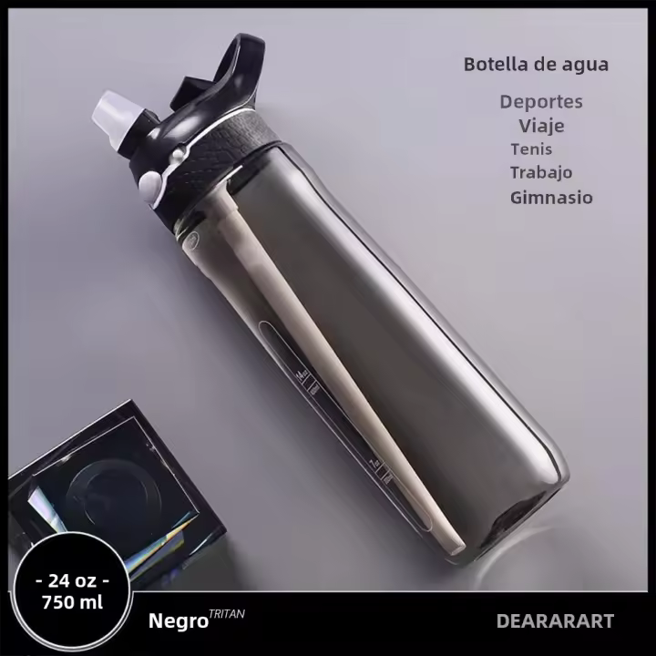 Botella Deportiva Portátil De 750ml Con Tapa De Agua Para Camping Senderismo Exterior Plástico Transparente Libre De BPA Para Hombres Vajilla - 1