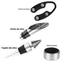Juego De 5 Piezas De Acero Inoxidable Con Botella Forma De Estuche Tapa De Derrame Anillo Cortador De Película Roedor De Vino Accesorios De Abrevidrios - details 5