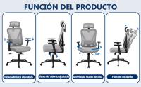 Silla Escritorio de Oficina Ergonomica Sillon Despacho con Respaldo Bloqueable Entre 90° y 130° Silla Soporte Lumbar Ajustable Malla Transpirable para Oficina Estudio Gris - details 3
