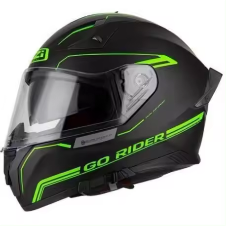 Casco integral NZI Go Rider Stream Solid Nouveau Black Green - 1
