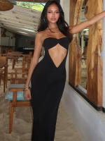 Vestido Maxi Sin Mangas Para Mujer Kliou De Sintético Cuello En V Abierta Espalda Descubierta Cintura Delgada Largo Hasta El Tobillo Estilo Clásico Sin Capas Para Fiesta - details 10