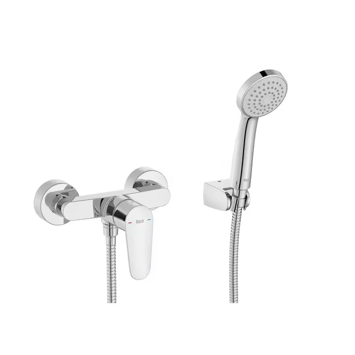 Roca A5A204FC00 Mezclador Ducha Victoria Plus, con ducha de mano, flexible de 1,50 m. y soporte de ducha articulado, Cromado - 1