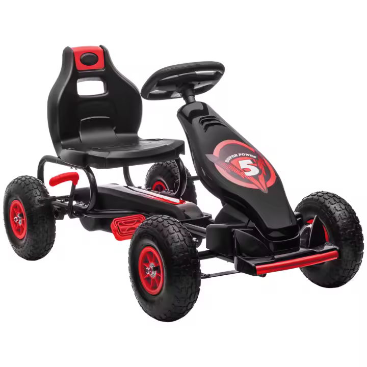 HOMCOM Go Kart a Pedales para Niños de 5-12 Años Coche de Pedales Infantil con Asiento Ajustable Neumáticos Inflables Amortiguador y Freno de Mano Carga 50 kg 121x58x61 cm - 1