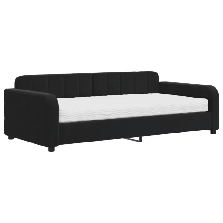 vidaXL Sofá cama con colchón terciopelo negro 100x200 cm - 1