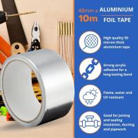 Gocableties Aluminium Foil Tape, 48mm (2") x 10m, Five Roll Bu Pack Adhesive Insulation Tape for Insulating, HVAC Repair, Sealing Ducts, and Pipework, 5 Rolls - details 0
