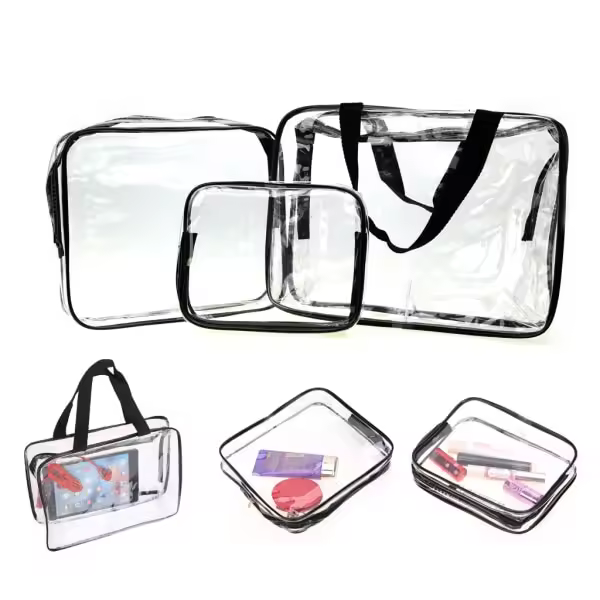 3-pack bolsa de aseo transparente bolsa de maquillaje transparente - 1