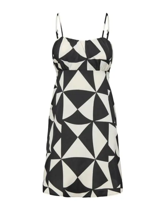 Vestido Only Nova negro geométrico de tirantes para mujer - 1