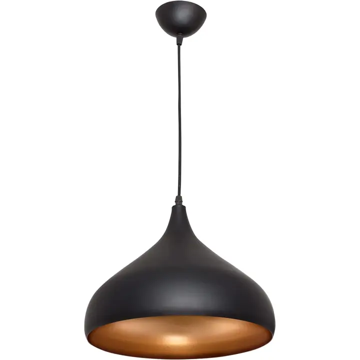 BEL AIR HOME - Lámpara Colgante Bonn Estilo Vintage en Negro y Oro, Diámetro 32 Cm - 1