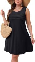 Vestido De Mujer Verano 2025 Con Bolsillos Cuello En O Manga Corta Sin Costuras Estilo Casual Largo De Rodilla Polyester - details 9