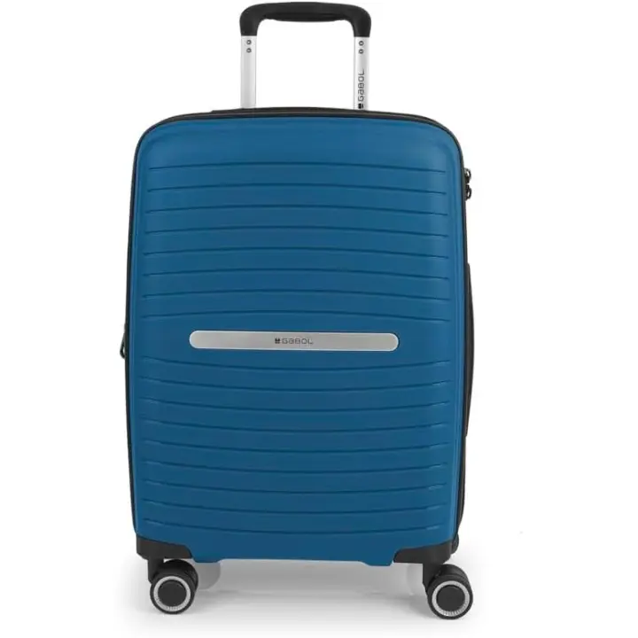 Maleta de cabina barata Gabol rígida de polipropileno color azul, expandible de medidas 38x55x21/26 cm - Peso: 2,7 kg y 4 ruedas dobles multidirección. Cerradura integrada TSA de combinación. Capacidad de 41,1 L. Forro de material reciclado. - 1