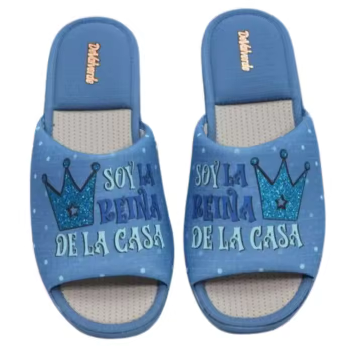 Devalverde zapatilla de hogar reina de la casa para mujer 1567 color azul - 1