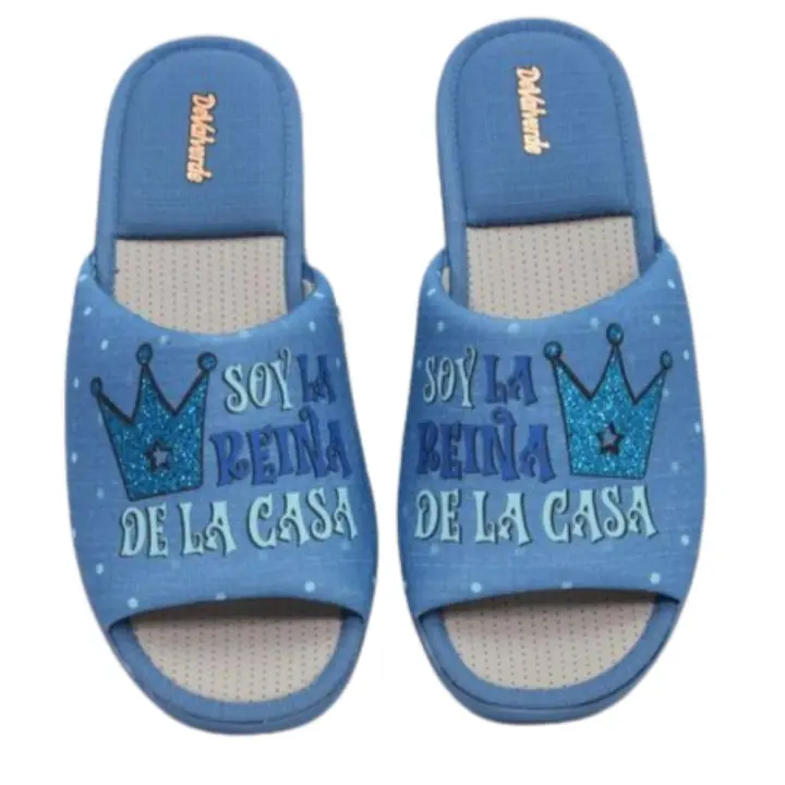 Devalverde zapatilla de hogar reina de la casa para mujer 1567 color azul - 1