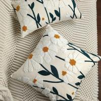Funda De Cojín Decorativa Boho Floral Bordada En Algodón Suave Y Estilizada Para Sofá Y Cama - details 8