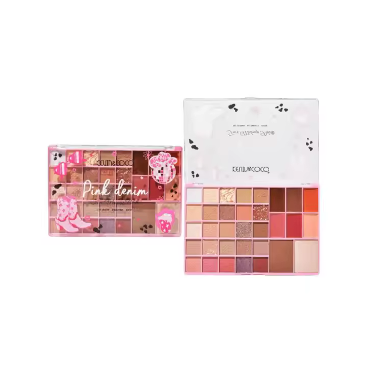 Kevin & Coco - Paleta de Maquillaje KEVIN & COCO Pink Denim - Sombras, Iluminadores y Coloretes con Acabados Mate y Brillantes - Alta Pigmentación y Larga Duración para Looks Versátiles y Sofisticados - 1