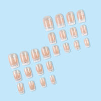 Kit De Uñas Postizas Con Diseño Geométrico Y Estampado De Océano Azul 24 Piezas Uñas Falsas Cortas De ABS Para Arte De Uñas - details 25