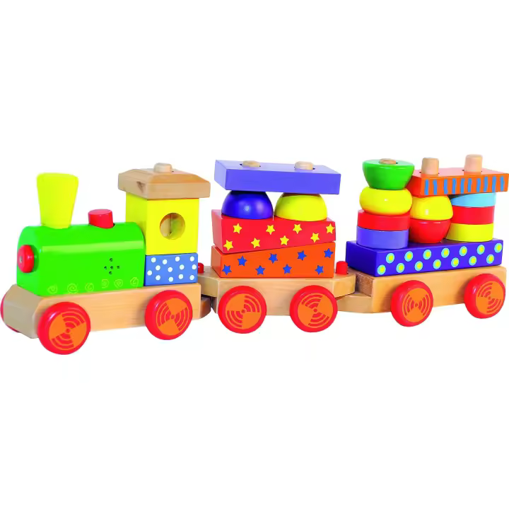 Woody Tren de Madera Bloques de Construcción Locomotora Vagones - Diversión Creativa - 1