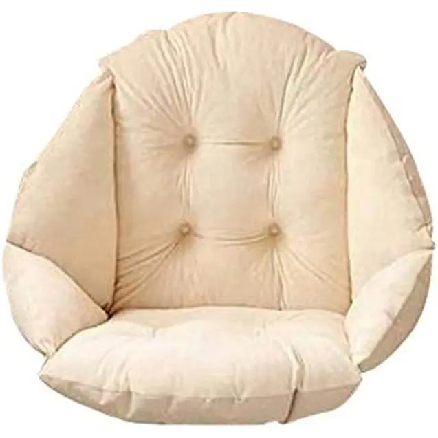 SOMY Cojín para silla con respaldo, asiento en forma de concha, acogedor sillón de terciopelo, elástico, impermeable, para silla de ratán de paja de jardín, 40 x 52 cm, beige, cojín para silla - 1