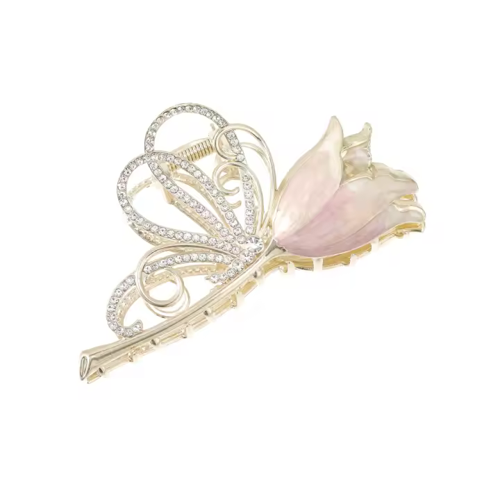 Molans Nueva Pinza De Pelo En Forma De Tulipán Para Mujer Con Rhinestones Accesorio De Pelo Floral Moda Casual Para Todas Las Estaciones - 1