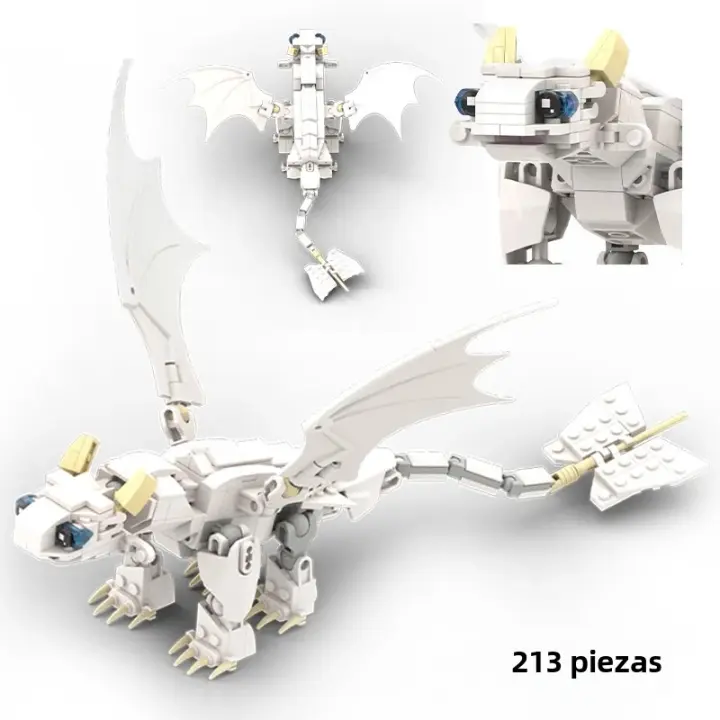 Conjunto De Bloques De Construcción MOC How to Train Your Dragons 2en1 Modelo De Dragón Negro Y Blanco Juguetes Para Niños Y Niñas Regalos - 1