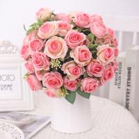 Bouquet De Rosas Artificiales En Seda Hojas De Flor Falsa Para Vaso Decoración De Mesa Para Fiesta Boda Día De San Valentín Regalo Decoración De Hogar - details 2