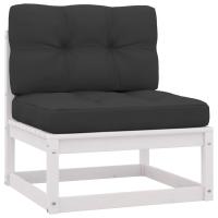 vidaXL Set de muebles de jardín 2 pzas con cojines madera pino Natural, Blanco, Gris Conjunto Terraza Muebles Jardín Exterior Juego de Muebles de jardín Mueble Jardín Exterior Muebles de Salon Exterior - details 4