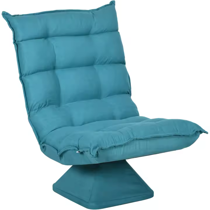HOMCOM Silla de Pie Sofá de Piso con Respaldo Ajustable Silla de Meditación Giratoria con Base Acolchada Sillón Relax Sofá Perezoso para Salón Oficina Azul - 1