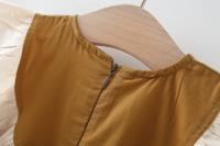 Vestido De Verano Para Niñas Con Encaje Y Estampado De Cuadros Y Flores Bordadas Cuello Redondo Sin Mangas Estilo Princesa - details 3