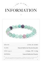 Pulsera De Cristal Natural Multicolor Fluorita JD Pulsera De Bolas Redondas Reiki Curación Pulsera Elástica Para Regalo - details 1
