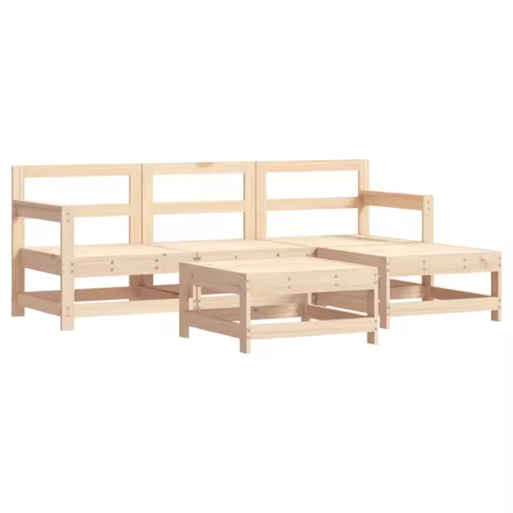 vidaXL Juego de sofás de jardín 5 piezas madera maciza de pino - 1