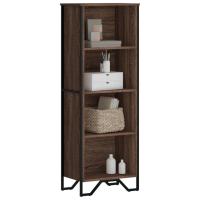 vidaXL Estantería madera de ingeniería 50x31x137,5 cm en color Roble ahumado/Marrón roble/Negro y más | almacenamiento funcional diseño moderno para baño dormitorio sala - details 1
