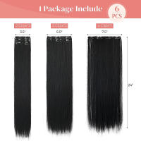 Extensiones De Cabello Sintético 6Pcs/Set 22 Pulgadas Rizado Recto Ombre Fibra Resistente Al Calor Con 16 Clip Para Mujeres Uso Diario - details 3