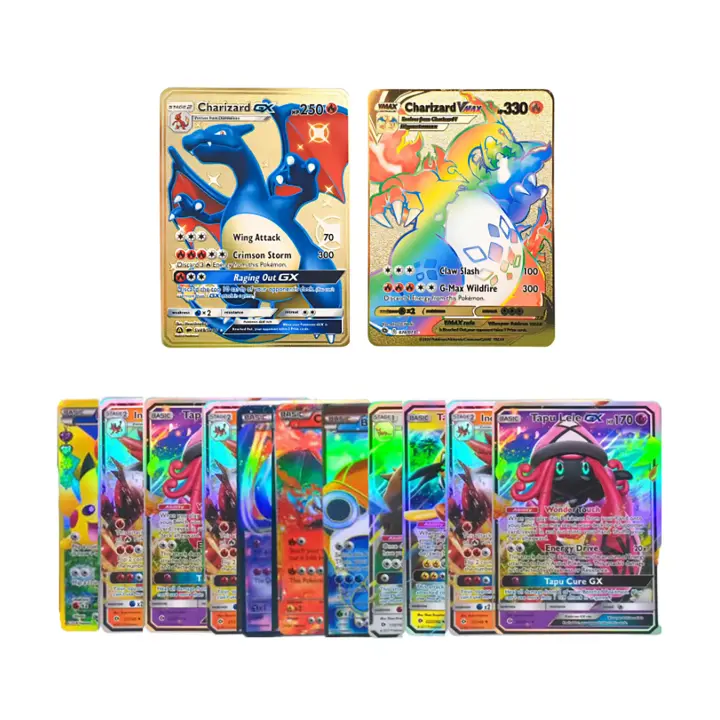 Vicyol S&D 100 Cartas Pokemon Brillantes + Tarjetas Metálicas de Oro Grabadas en Láser - 1