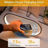 Lámpara de mesa de noche, lámpara de escritorio LED con control táctil con reloj digital y carga inalámbrica, lámpara de lectura regulable para uso doméstico y oficina, diseño moderno en varios - details 5