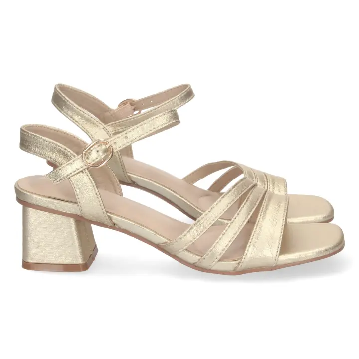 PuntoSalao Sandalias doradas para fiesta tacón medio cómodo para mujer DB-2252 - 1